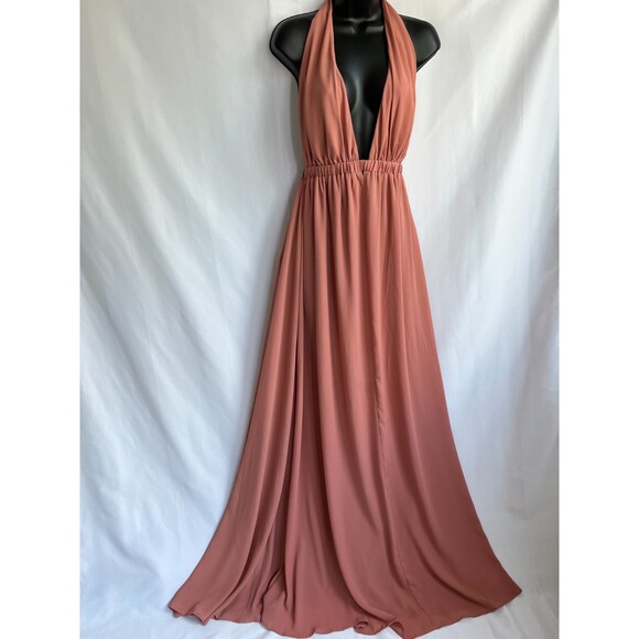 Show Me Your Mumu Luna Halter Dress Peach Size L Formal Bridesmaid Wedding Guest - Picture 1 of 9